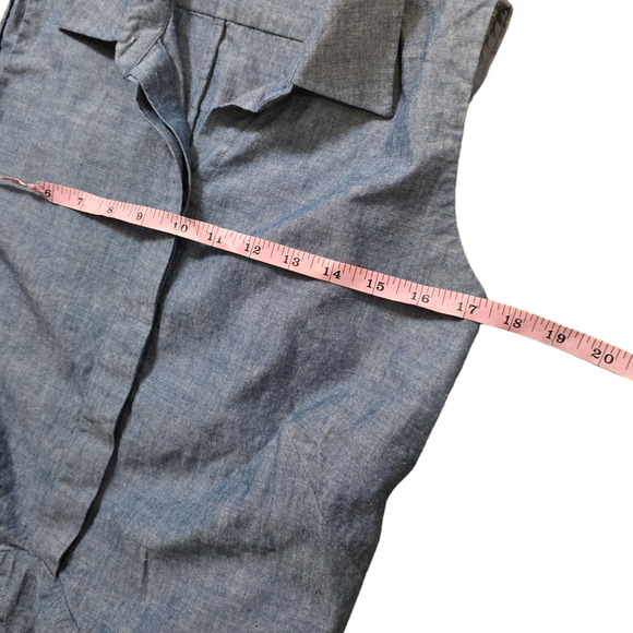 Elle Sasson Betty Sleeveless Shirtdress blue horses abstract size 40 8 medium - Picture 7 of 9